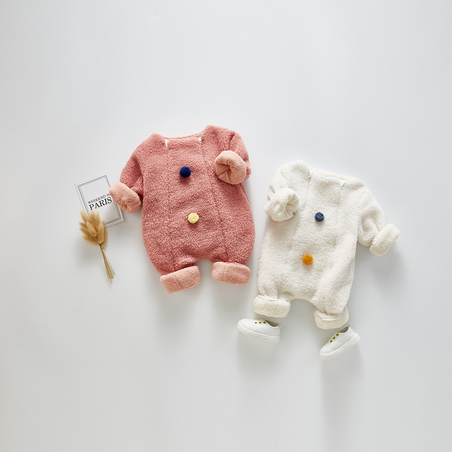 Pelele para bebé, chaqueta cálida de lana, monos gruesos de bola de colores, para invierno,