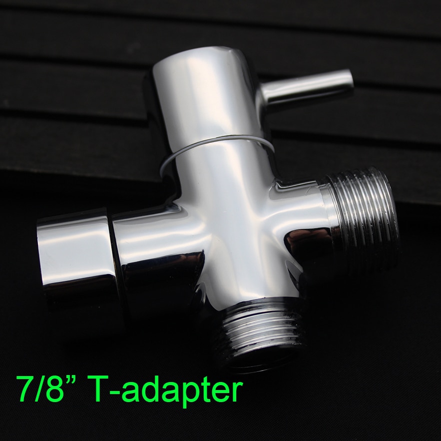 Válvula de bidé de latón para inodoro, adaptador en T de 7/8 &quot;y 1/2&quot;, cierre de 3 vías, desviador cromado, accesorios de baño Shattaf para América del Norte