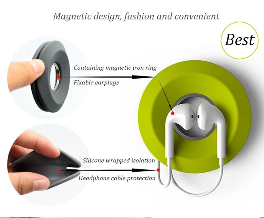 Cute Donut Magnet Silica Headphones Earphone Holder Cable Winder Cord Organizer Box Cord Wire Storage Case Managemet
