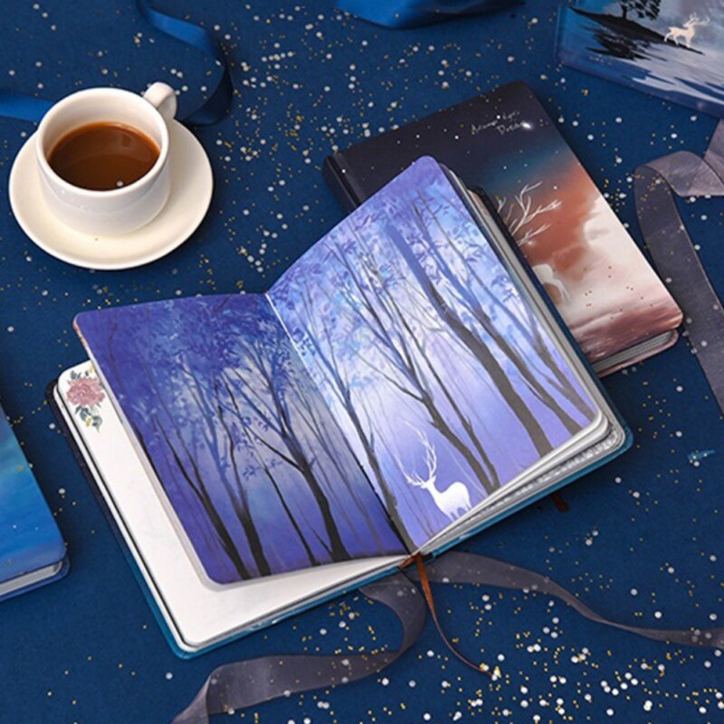 Christmas Theme Luminous A5 Journal Daily Notebook Blank Color Pages Hardcover Planner School Office Stationery