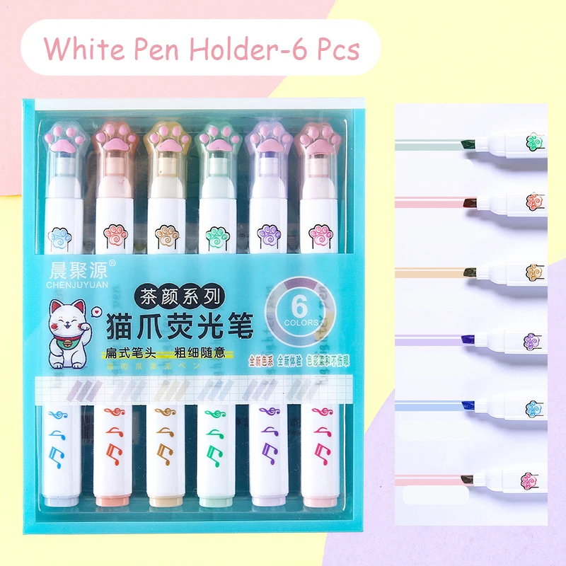 Juego de rotuladores resaltadores Pastel, marcadores resaltadores Kawaii de Color Morandi, bolígrafos bonitos, papelería coreana para útiles escolares: Castaño