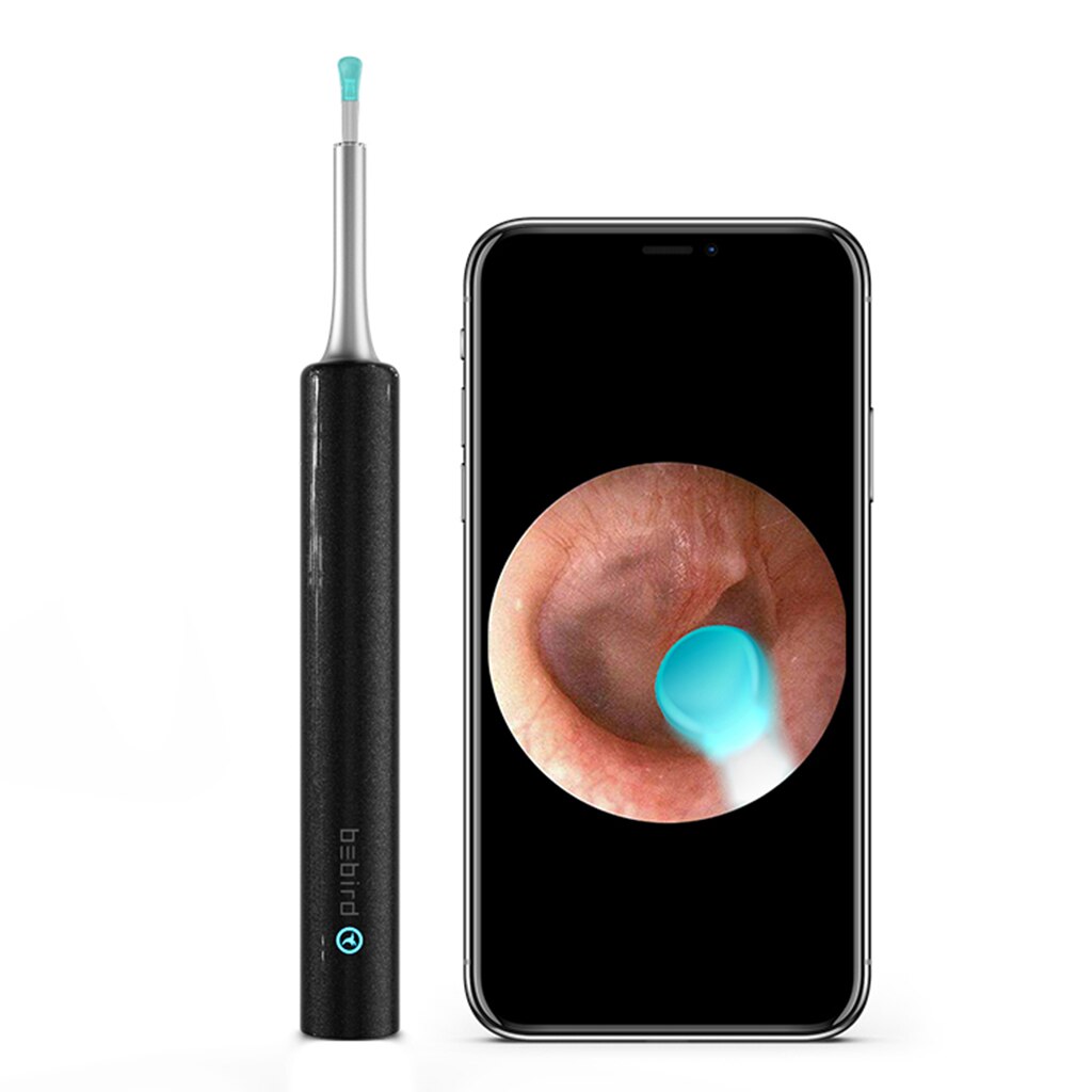 Bebird Ear Wax Cleaner Removal Endoscope Picker Soft Earpick Smart Visual Earpick Clean Care Curette Tool: Black