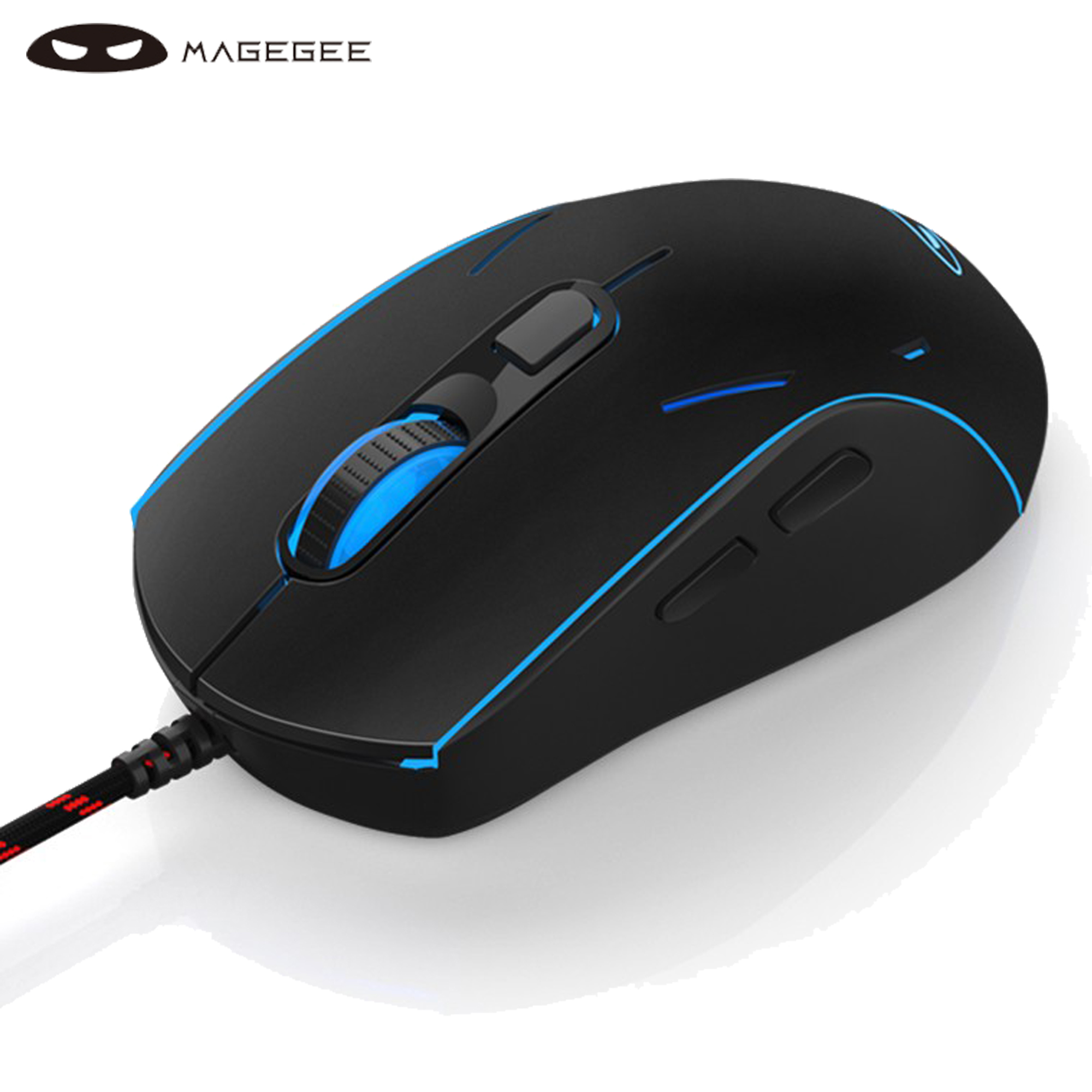 Ratón silencioso para juegos con cable MageGee G12, ratón retroiluminado con LED de respiración de 7 colores, ratón óptico ergonómico de 6 DPI ajustables para Windows