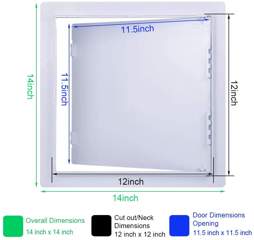 Plastic Access Panel for Drywall Ceiling 4x6inch-18x18inch Reinforced Plumbing Wall Access Doors Removable Hinged White: 12x12inch(30x30cm)