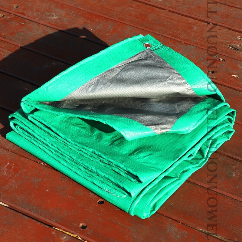 Tela impermeable para camiones, 0,32mm de espesor, lona verde y plateada PE, tela impermeable para jardín