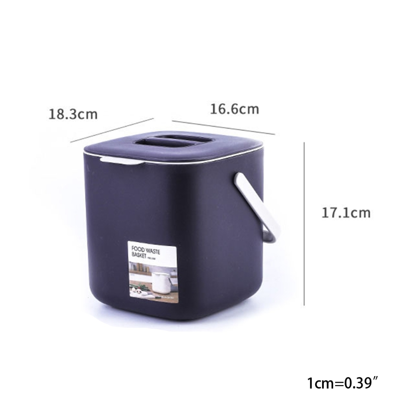 Portable 2 Tier Plastic Kitchen Waste Trash Can with Handle Compost Drainer Bin