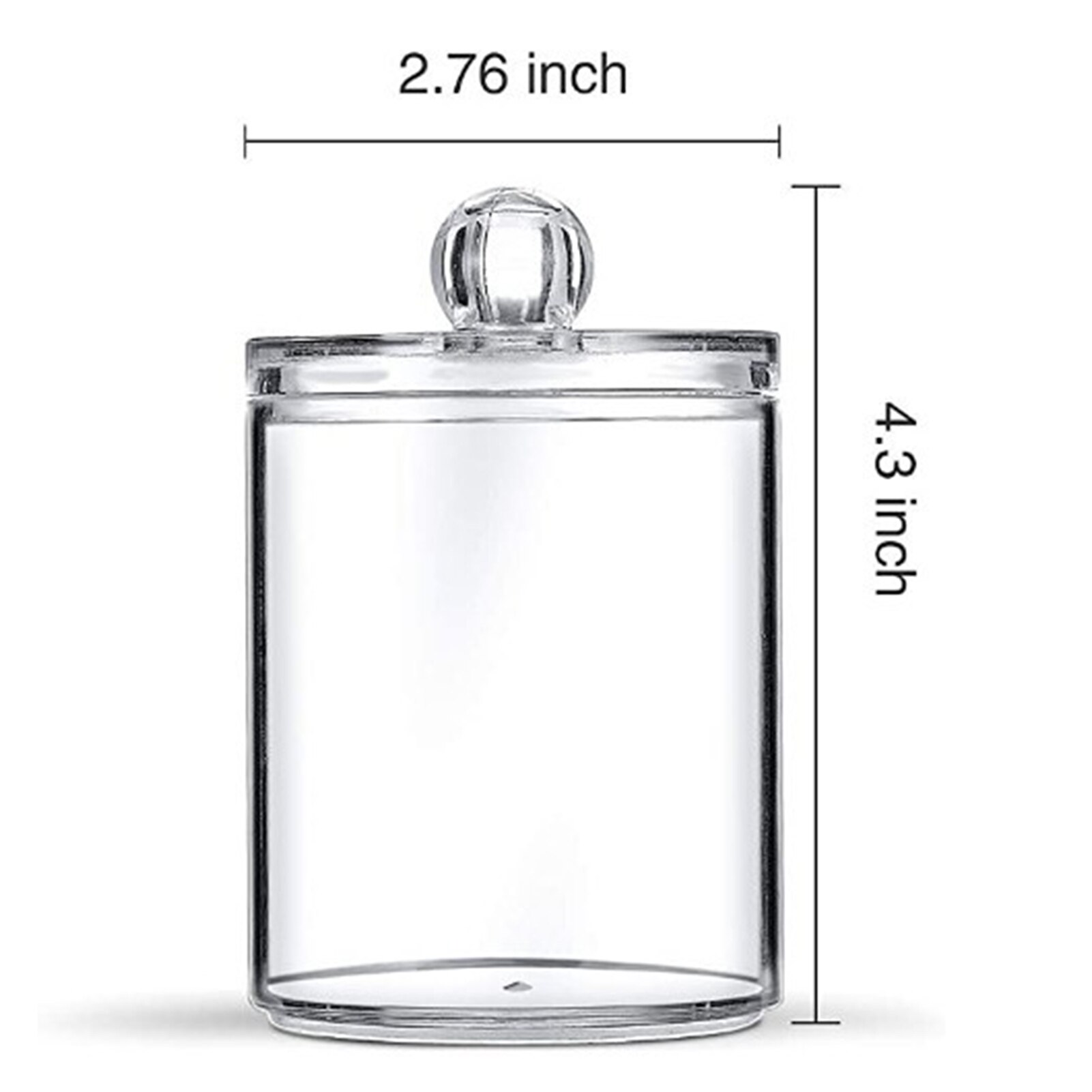 10oz Transparent Storage Jar Cotton Swab Cotton Ball Plastic Medicine Jar 2PC Acrylic Storage Box Bathroom Dispenser Accessories