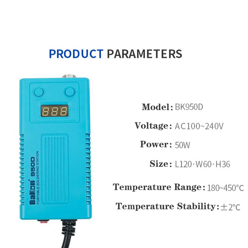 Bakon-soldador eléctrico portátil 950D, estación de soldadura BGA antiestática, herramienta de soldadura con puntas sin plomo T13