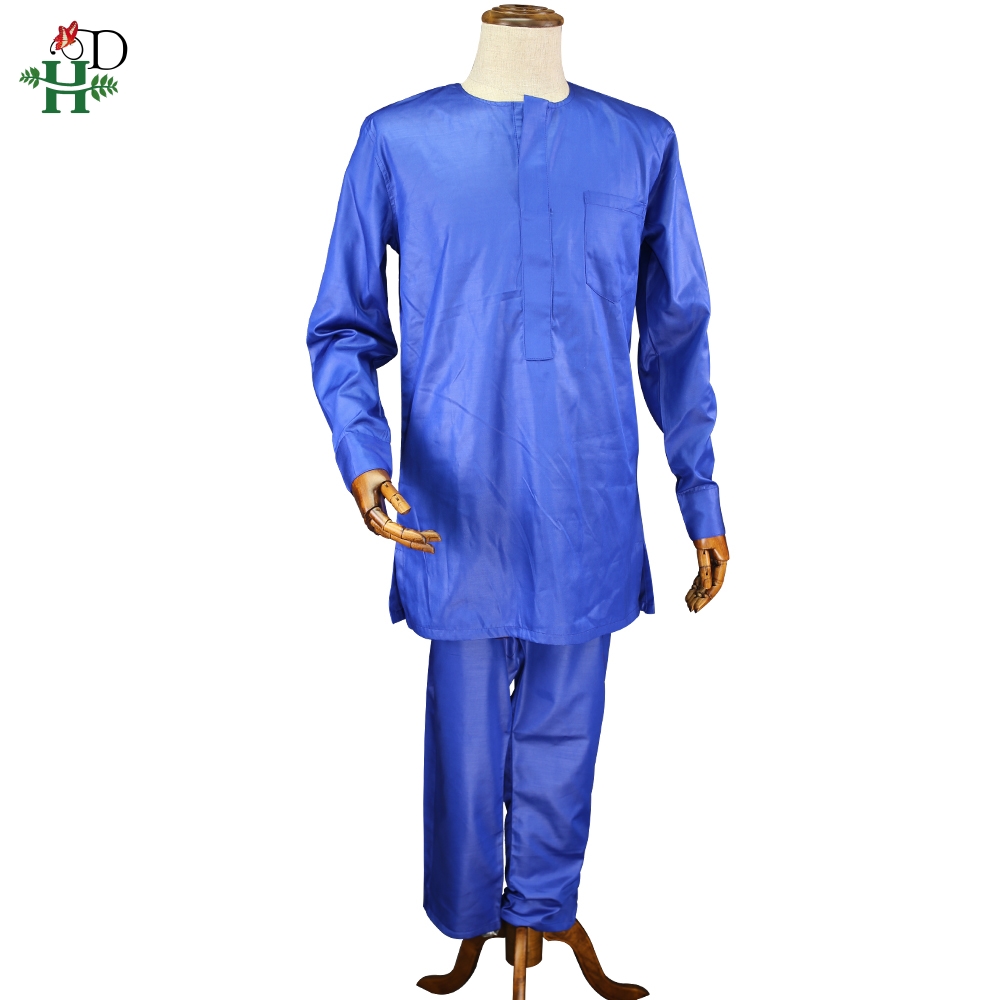 H & D-ropa de Dashiki sin capucha para hombre, conjunto de 3 piezas de camisa y pantalón, vestimenta Formal tradicional africana,