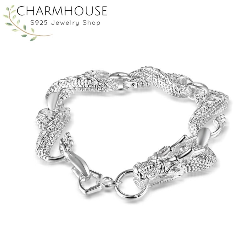 Charmhouse 925- armbånd i sterling sølv til mænd 10mm drage armbånd og armbånd armbånd pulseira homme smykker