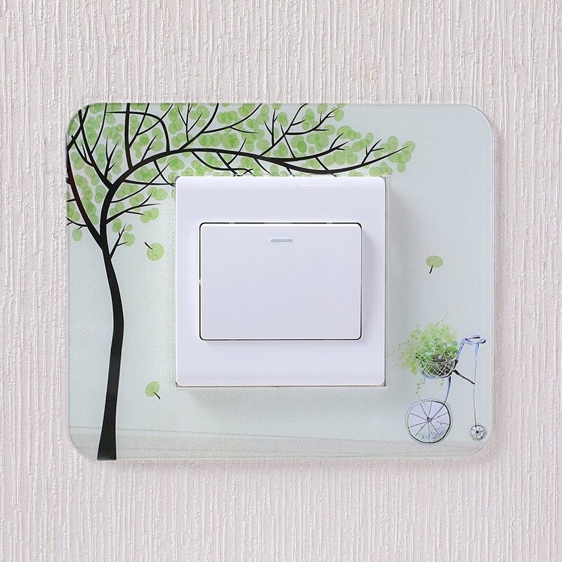 Pegatinas acrílicas para interruptor de enchufe, pegatinas de pared de estilo chino múltiple, decoración del hogar, sala de estar, placa de cubierta de interruptor de luz: R