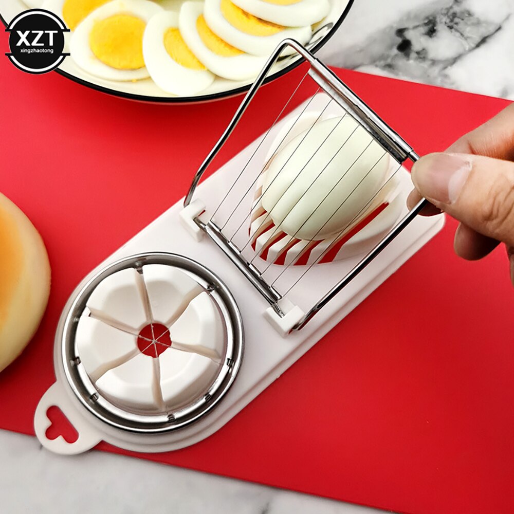 2 In1 Stainless Steel Egg Cutting Egg Cutter Egg Slicer Sectioner Cutter Mold Flower-Shape Luncheon Meat Cutter Kitchen Gadgets