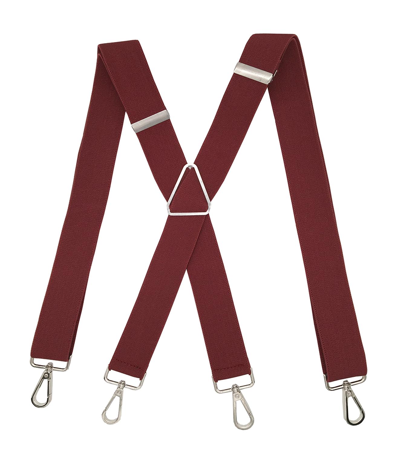 MENDENG Mens Suspenders Silver Swivel Hook Adjustable Heavy Duty Brace Boy Vintage Bronze Snap Hooks Braces Groomsmen: Burgundy