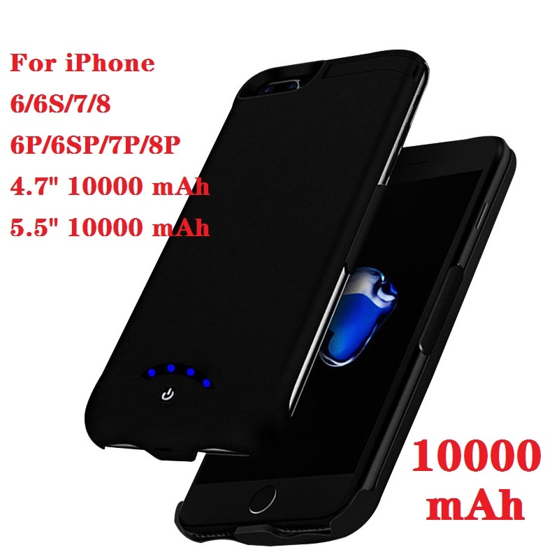 10000Mah Slanke Ultra Dunne Batterij Oplader Voor Iphone 8 7 6 S Plus Power Bank Backup Charger Case voor Iphone 6 6s 7 8