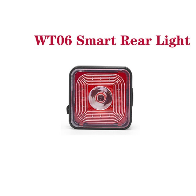 High Lumen Bicycle Front Light Smart Sensing Rear Light Set IP66 Waterproof MTB Taillight Road Bike Night Cycling Safety Lamp: WT06S Bike RearLight