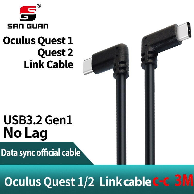 5m 3m usb-c kabel oculus quest 2 link kabel usb 3.2 compatibiliteit haaks type -c 3.2 gen 1 snelheid gegevensoverdracht snel opladen: 2 hoek usb c -c 3m