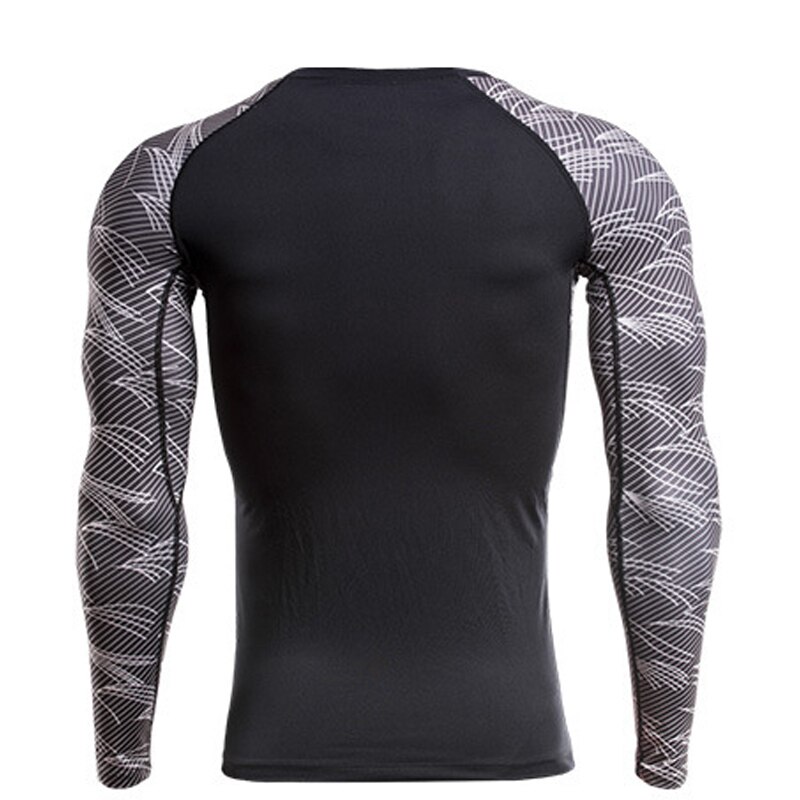 Raglan Manica Lunga Patchwork Stampato T Camicette Gli Uomini di Compressione Corsa e Jogging Camicette Quick Dry Magliette e camicette Palestre Fitness MMA Elastico Abbigliamento Sportivo
