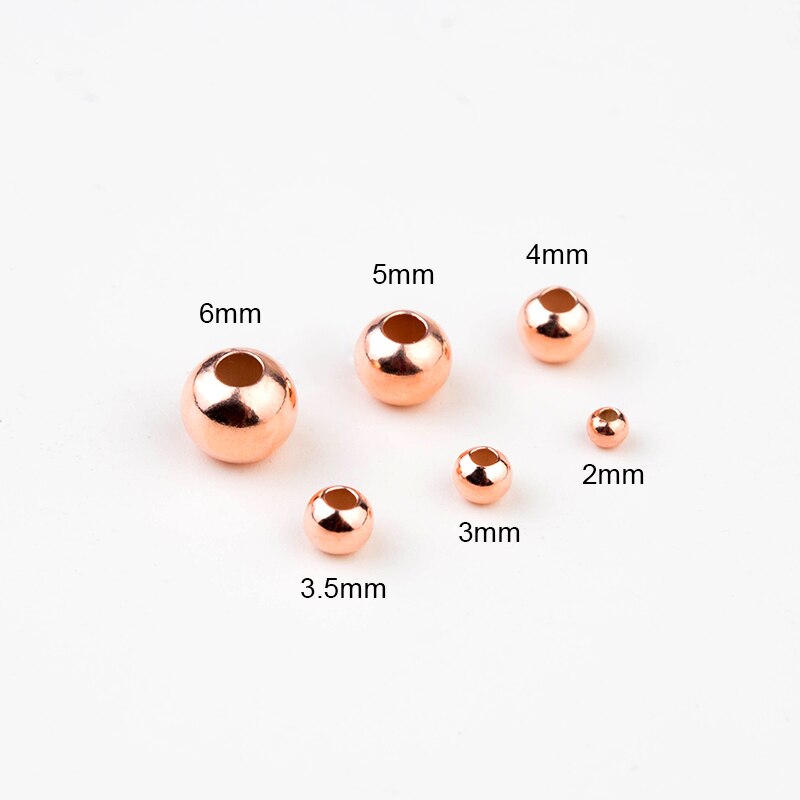 2-6 MILLIMETRI In Oro Rosa di colore 925 sterling silver beads tondo liscio soild argento dei branelli dei monili per Monili che fanno accessori FAI DA TE