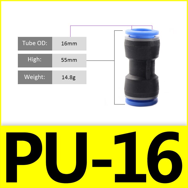 1PCS PU PG Blue Pneumatic Fitting Pipe Connector Tube Air Quick Fittings Water Push In Hose Couping 4mm 6mm 8mm 10mm 12mm 14mm: PURPLE
