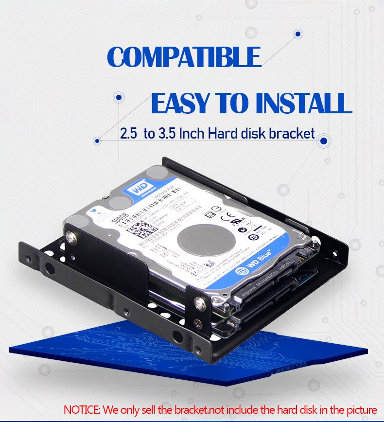 Thick Double-layer Hard Drive Bracket 2.5 to 3.5 Inch Hard Disk Bay Notebook/Laptop Solid State Drive Bracket SSD