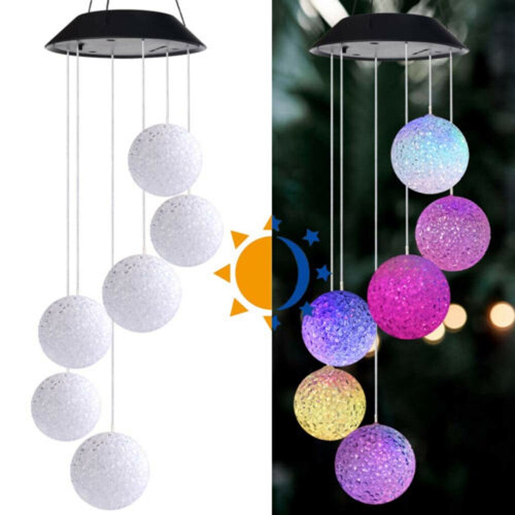 Soldriven vindklocka ljus led trädgård hängande spinner lampa färg ändras
