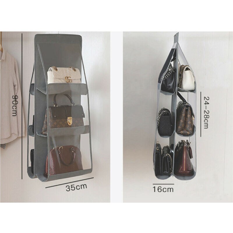 6 Pocket Folding Opknoping Handtas Opslag Houder Organizer Rack Firm Slaapkamer Haak Hanger
