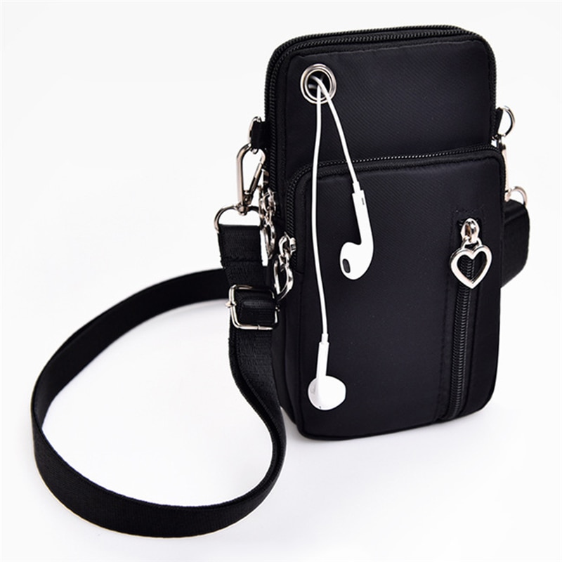 Bolso de hombro para mujer, monedero con cremallera en forma de corazón a la para teléfono móvil, estuche para llaves, estuche de para auriculares para el exterior, bolso deportivo