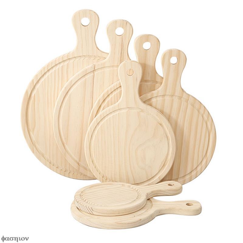 Durable Round Wooden Pizza Paddle Serving Board Making Peel Cutting Tray 4 Sizes 6/7/8/9/10/11/12 Inches