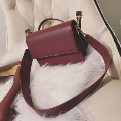 Mode Brede Band Vrouwen Schoudertassen Vrouwelijke Crossbody Tas Luxe Pu Lederen Tas Kleine Flap Dame Portemonnee: red