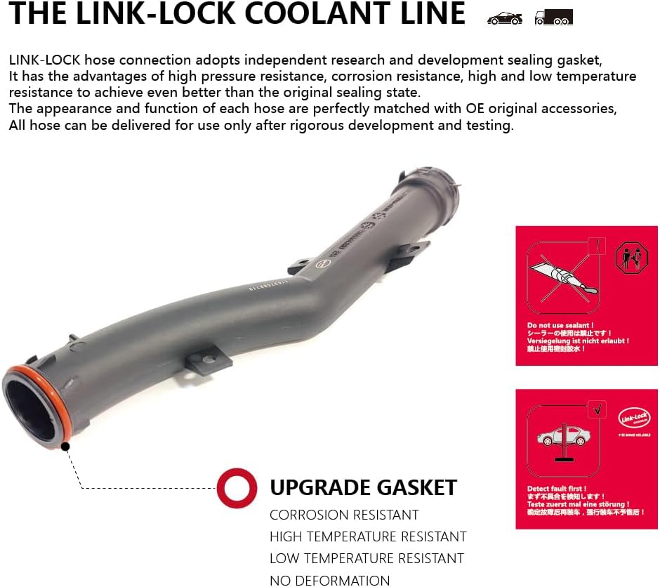 LINK-LOCK Coolant Pipe Water Tank to Auxiliary Pump Water Pipe 17129894780 17128689251 for BMW B58 x5 x6x7 g05 g06 g07