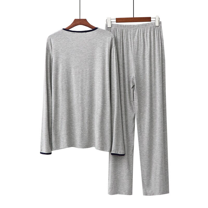 Modal Pajamas Men&#39;s Spring Autumn Long Sleeve Long Pant Sleepwear Pyjama Set Cotton Winter Male Nightwear pijama hombre