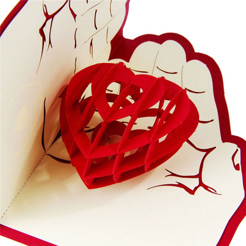 3D Pop Up Greeting Card Love In Hands Birthday Good Luck Valentine Christmas Postcard