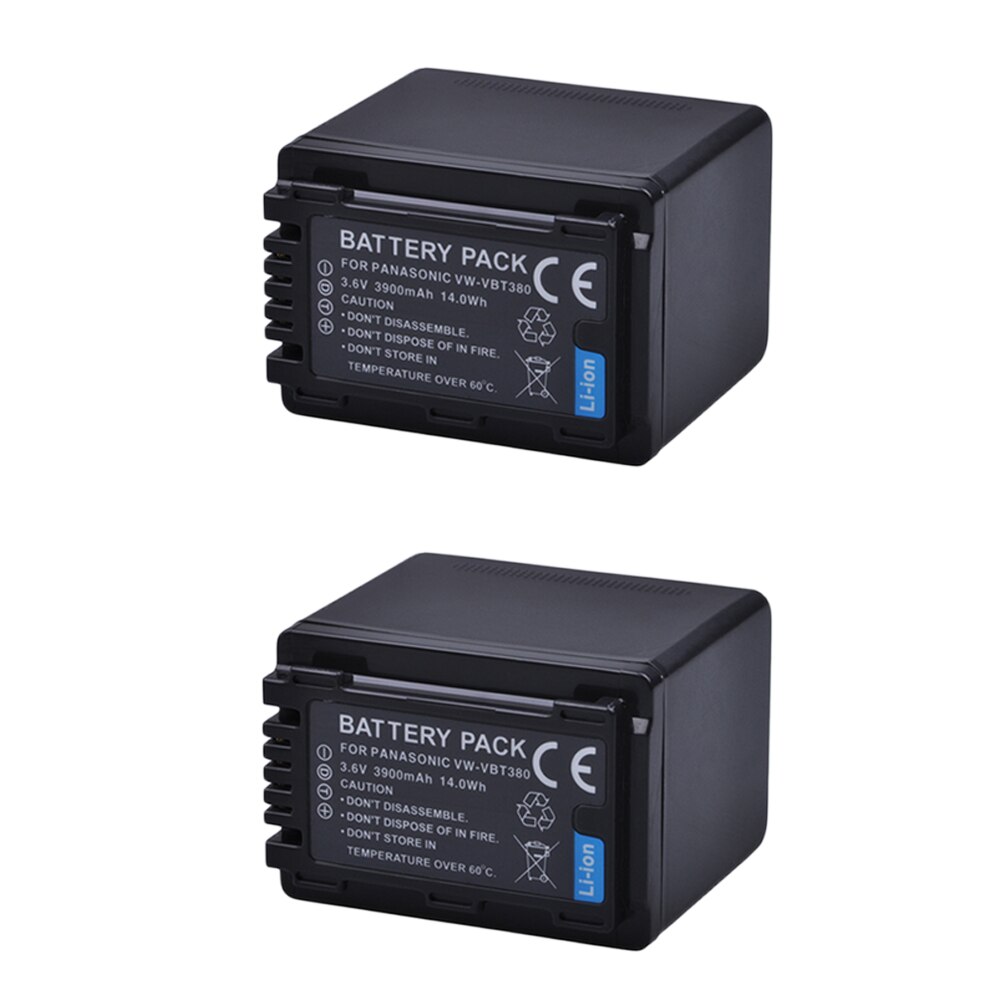Batería de 3900mAh VW-VBT380 VBT380 VW-VBT190 VBT190 para Panasonic HC-V110, HC-V130, HC-V160, HC-V180, HC-V201, HC-V250,HC-V260, 1 unidad: 2Pc