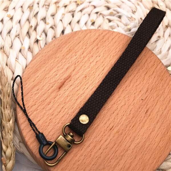 Moda unissex multi chaveiro tecido de lona webbing casual alça do telefone móvel para cartão de identificação chave pulseira usb crachá titular alça de pulso: dark brown