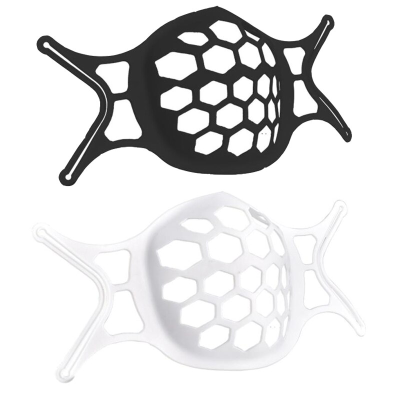 Soporte para mascarilla 3D, ayuda a respirar, cojín interior, soporte de silicona reutilizable, lavable, cuidado de la piel facial: Black White 2PCS