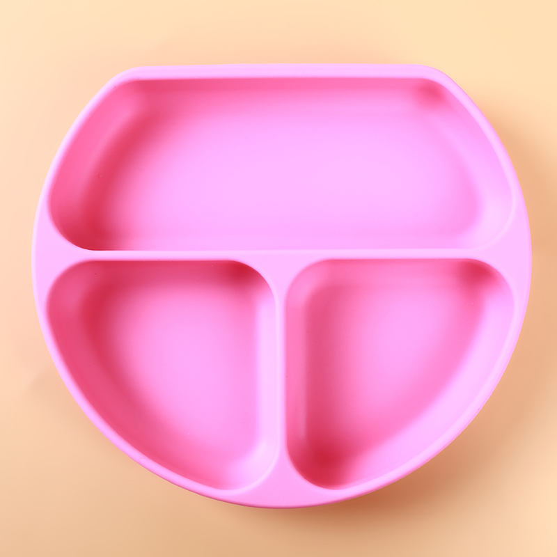 Plat de bébé Section créative pour enfants assiette en Silicone souriant avec ventouse forte plaque de nourriture en Silicone divisée collante