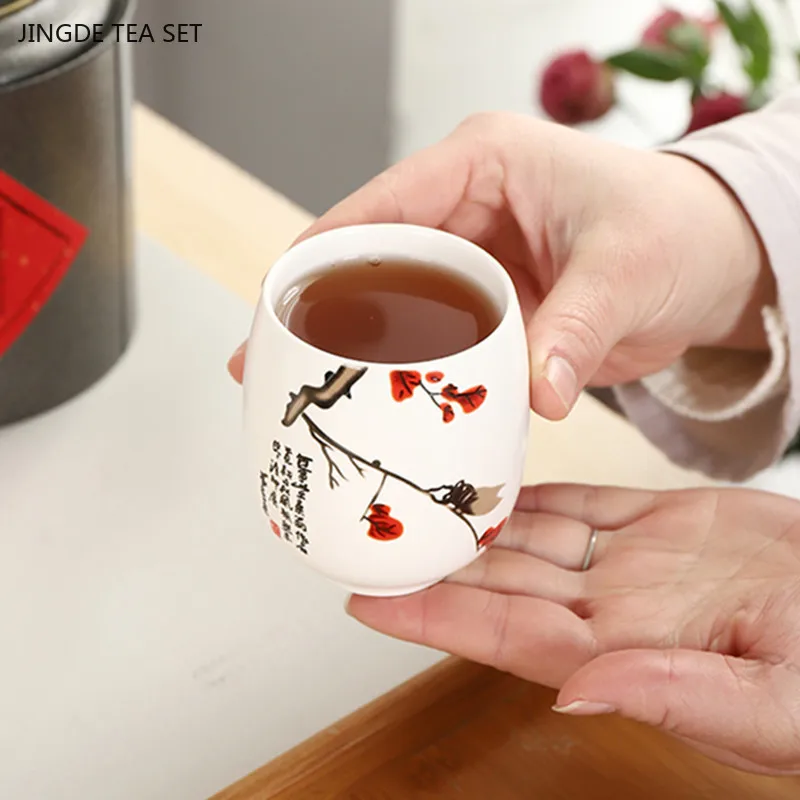 Taza de té de cerámica china hecha a mano, tazas de té de porcelana blanca, taza de café, juego de té maestro, accesorios, artículos para beber para el hogar, 1 ud.