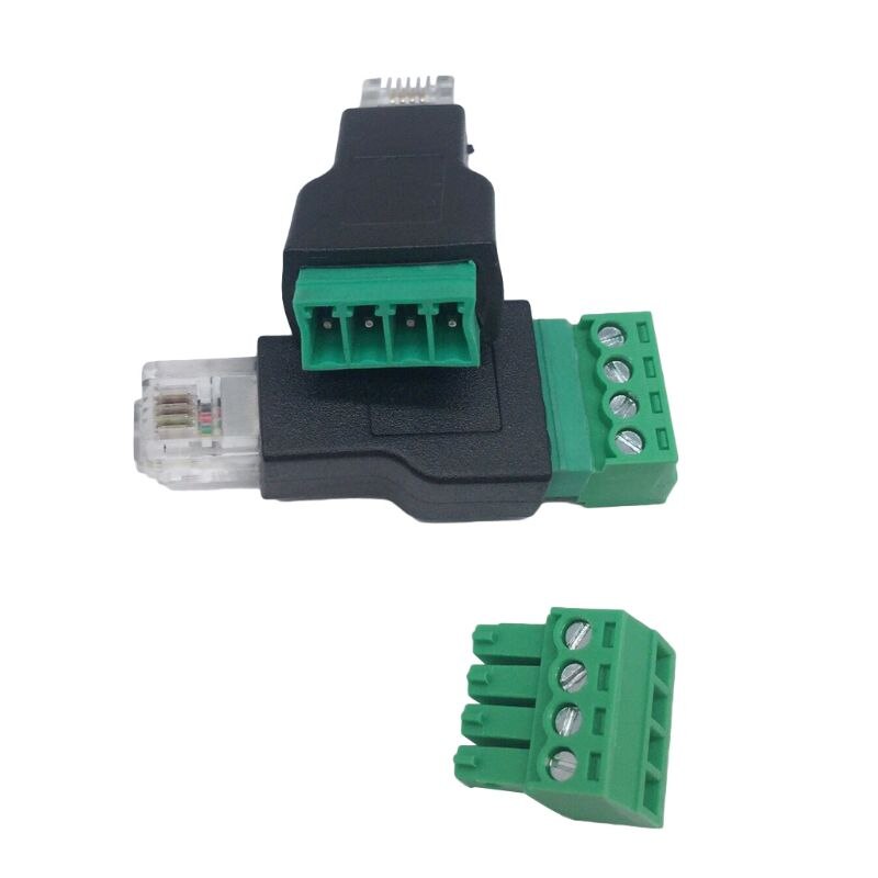 RJ11 to Screw Terminal Adapter RJ11 Male to 4 Pin Connector Splitter Shield Plug 18DEC31