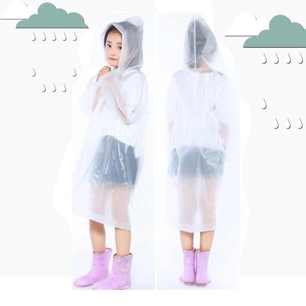 Portable Reusable Raincoats Children Rain Ponchos For 6-12 Years Old Convenient Outdoor Hiking Travel Rain Coat For Children
