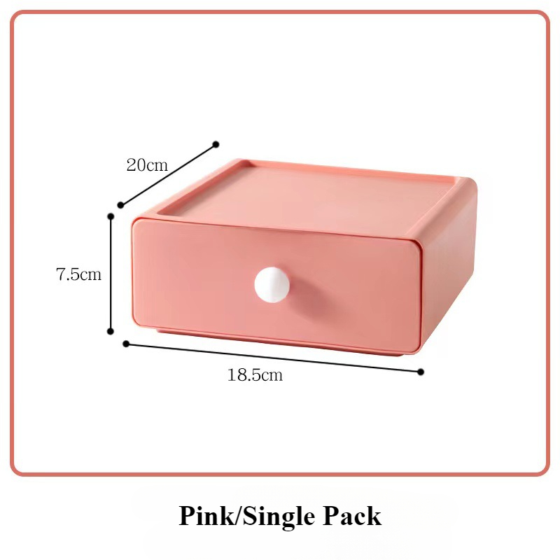 Desktop Storage Box Colourful Desktop Organizer Drawer High-capacity Sundries Organizers Boxes Dormitory Desk Storage Container: Pink