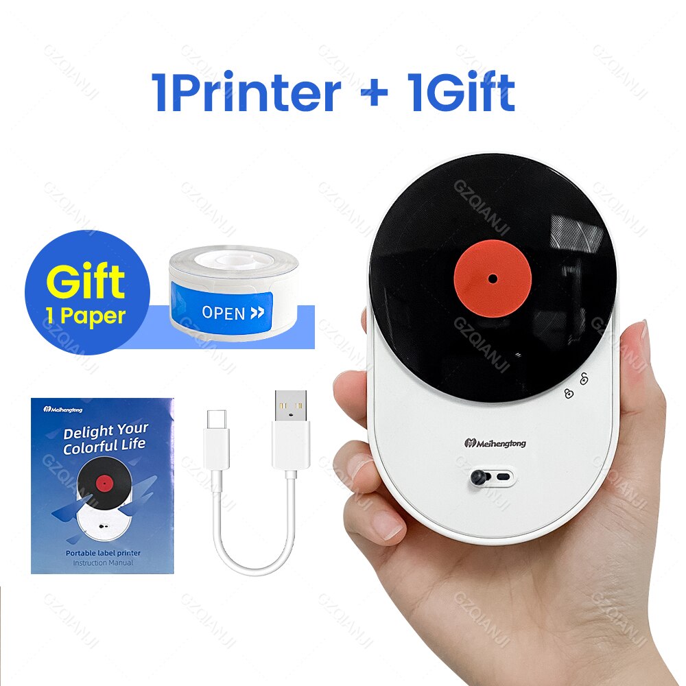 Gzqianji Mini Label Maker Machine Pocket Thermische Label Printer Alle In Een Diy Datum Sticker Label Machine Verschillende Papier Roll: 1 Printer