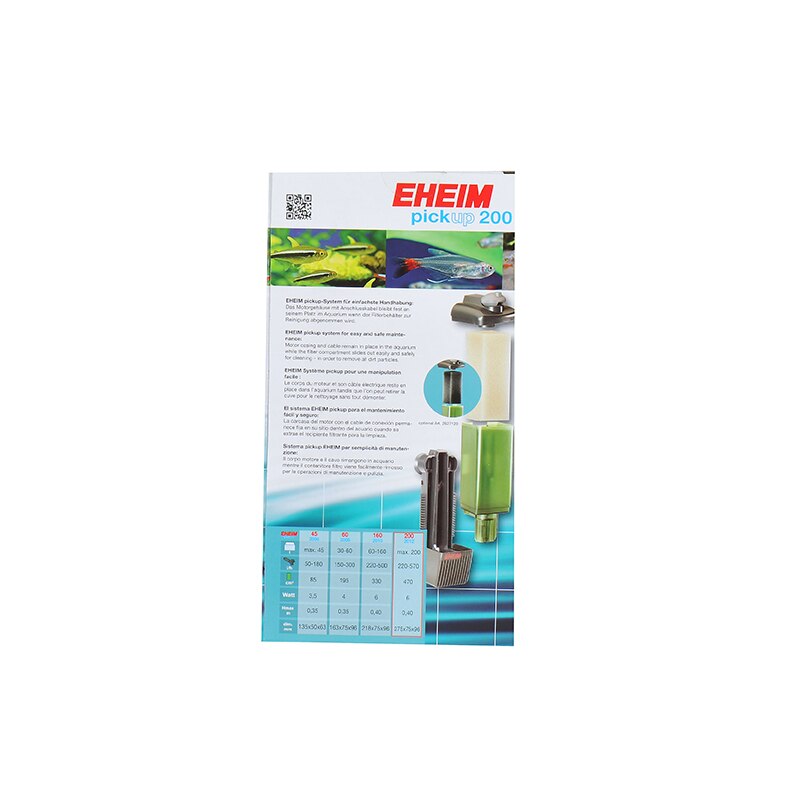 Eheim pickup 200 internt filter ferskvand opsamlings akvarium fisketank stille lydløst filter med filterpuder