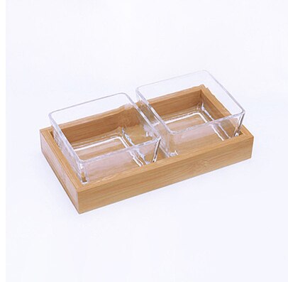 Japanese Style Glass Dried Fruit Snack Plate Snack Plate Wooden Tray Snack Plate Multi-grid Plate Glass Nut Plate: E-2 cells