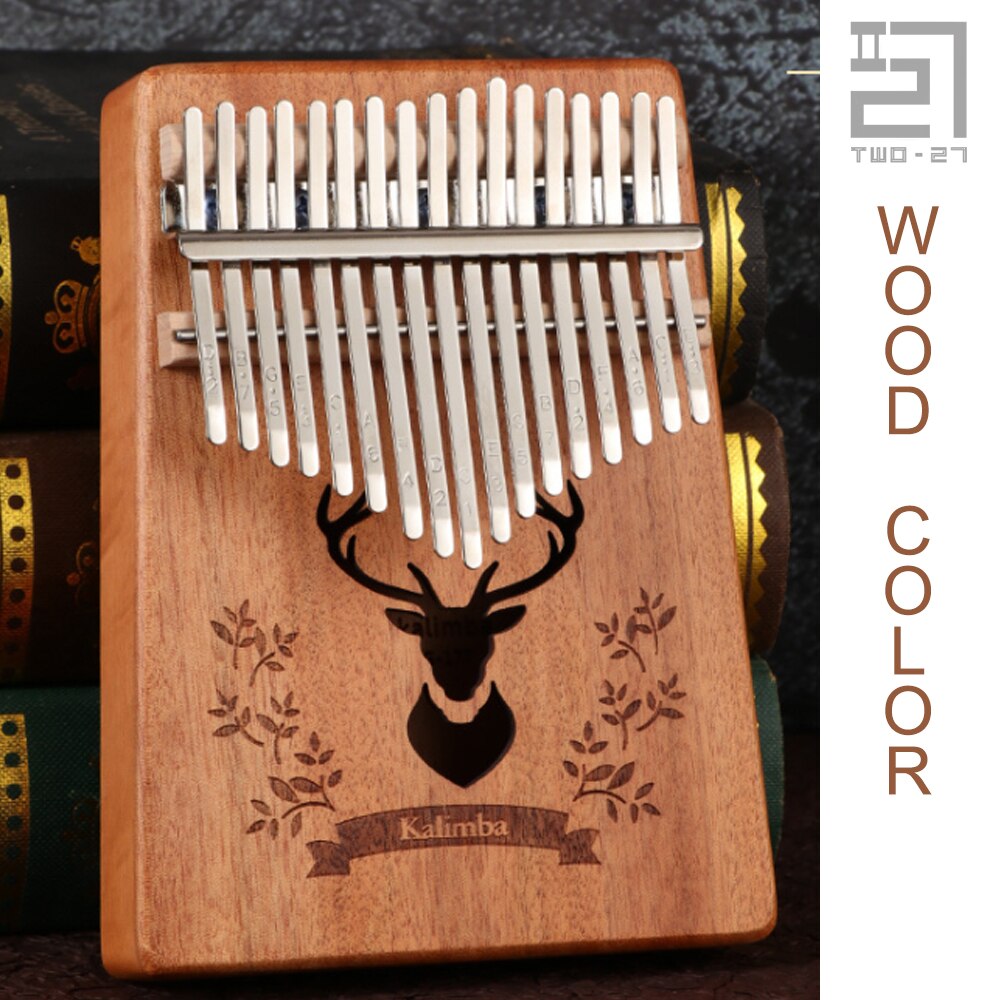 Kalimba Afrikaanse 17 Keys Knoppen Duim Piano Likembe Mbira Drum 17-Key Sanza Voor Beginner Kind Kids Chromatische Musical instrument: Light Grey