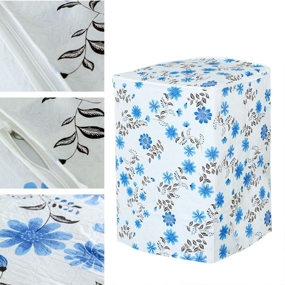 Waterdichte Wasmachine Deksel Bloem Patroon Stofdicht Covers (Blauwe Bloemen)