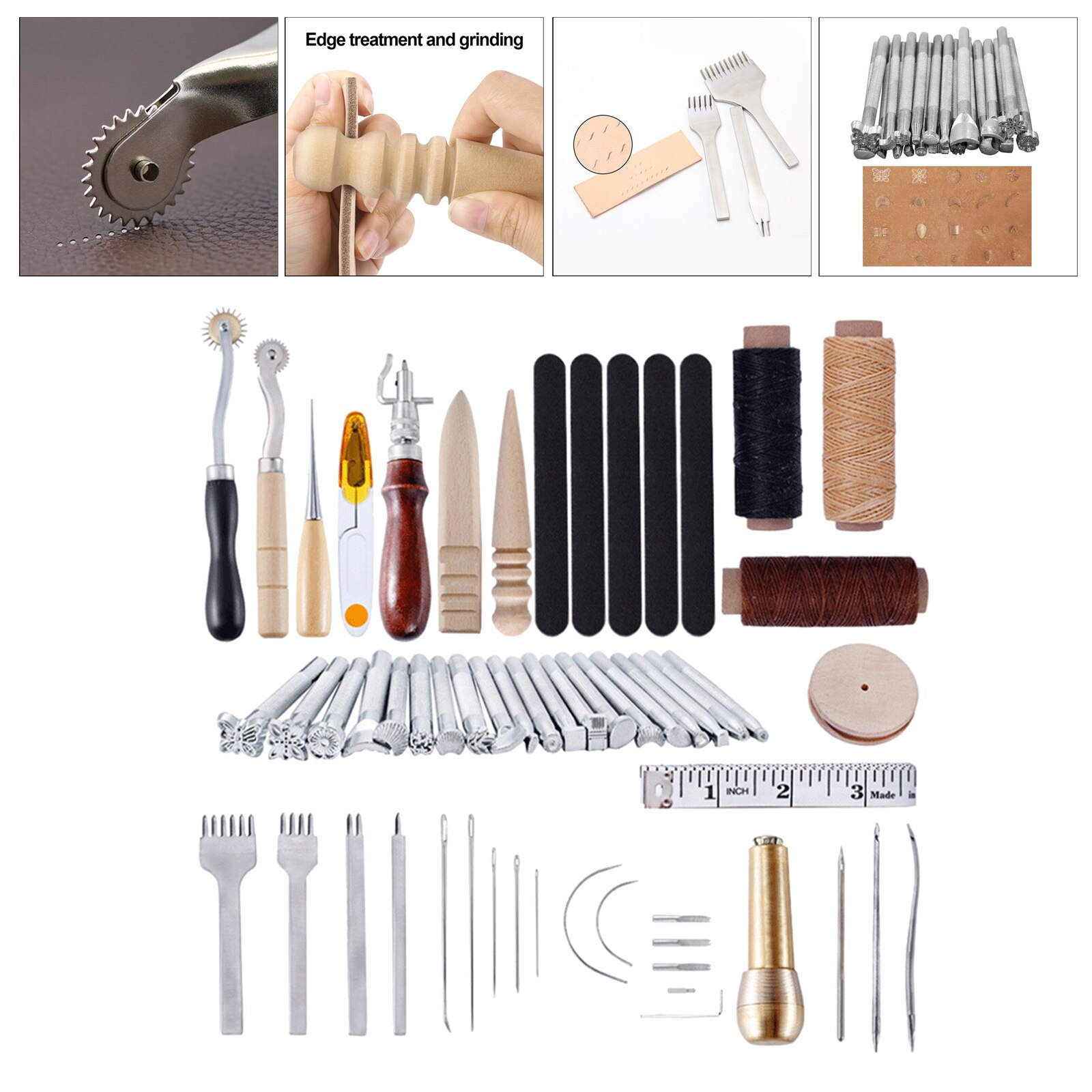 Leather Crafting Tools Prong for Hand Punching Sewing Carving Leathercraft: 56pcs