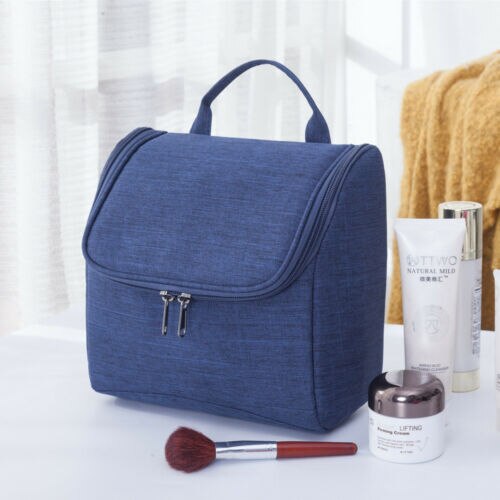 Sac de maquillage solide à fermeture éclair Oxford pour femmes, Style , sac fourre-tout Portable de voyage pour femme, trousse de toilette, sac cosmétique: Navy Blue