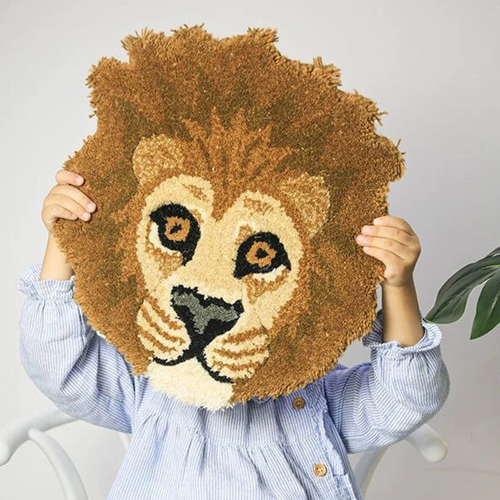 Household Imitation Cashmere Seat Cushion Cartoon Tiger/Lion/Panda Shape Thickened Floor Mat for Bedroom Living Room