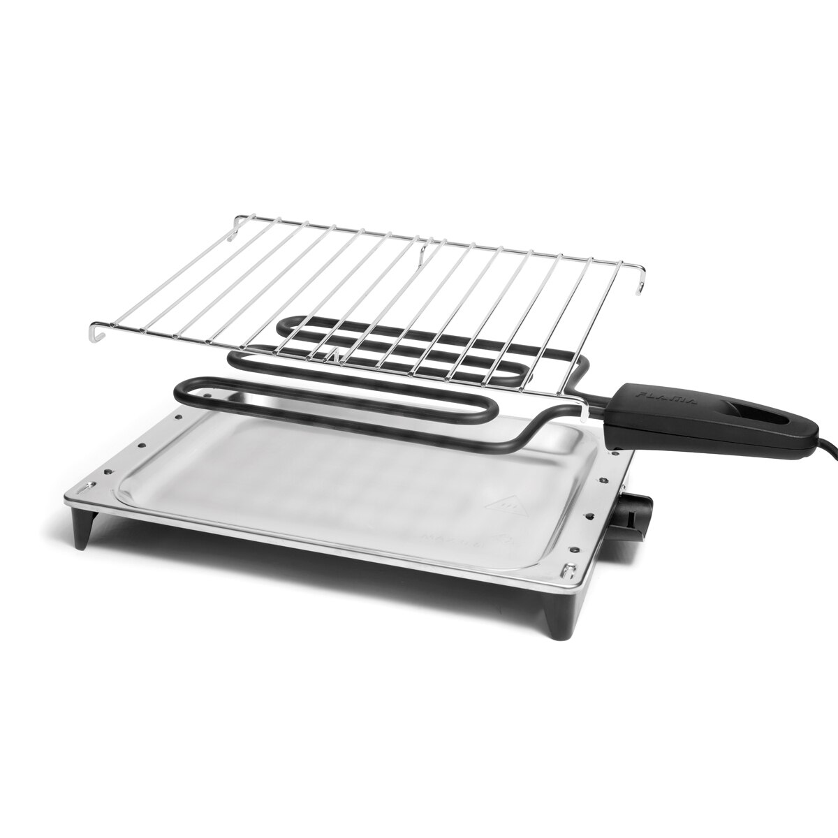 Flama Barbacoa 4220FL, 2000W, Inox, Microswitch de Seguridad, Superficie de cóccion 290 x 220 mm, Bandeja en Acero Inoxidable