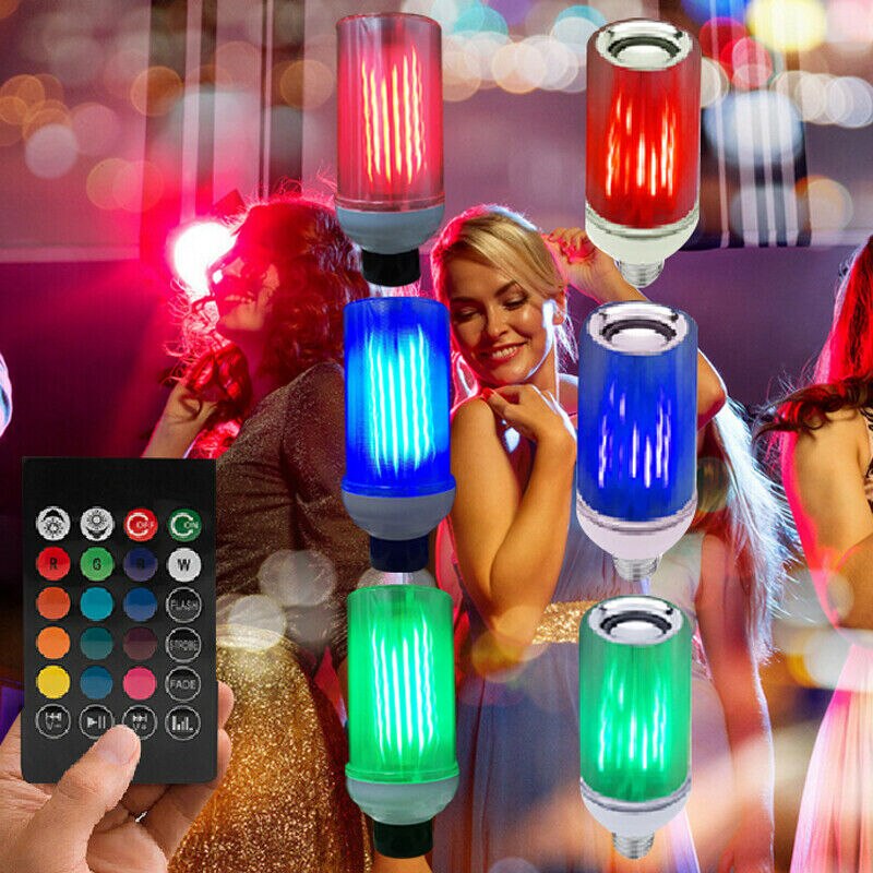 Perhe led  e27 rgb värikäs lamppu smart lamppu bluetooth musiikkikaiutin kaukosäätimellä